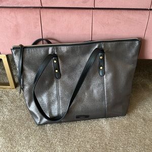 Black/ Silver Fossil Tote Bag